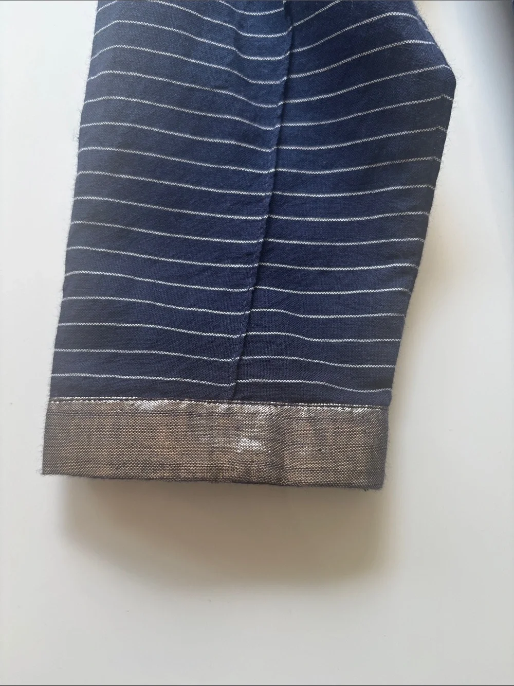 Ulla Johnson Navy Striped Puff-Sleeve Blouse - With Tag from Barneys